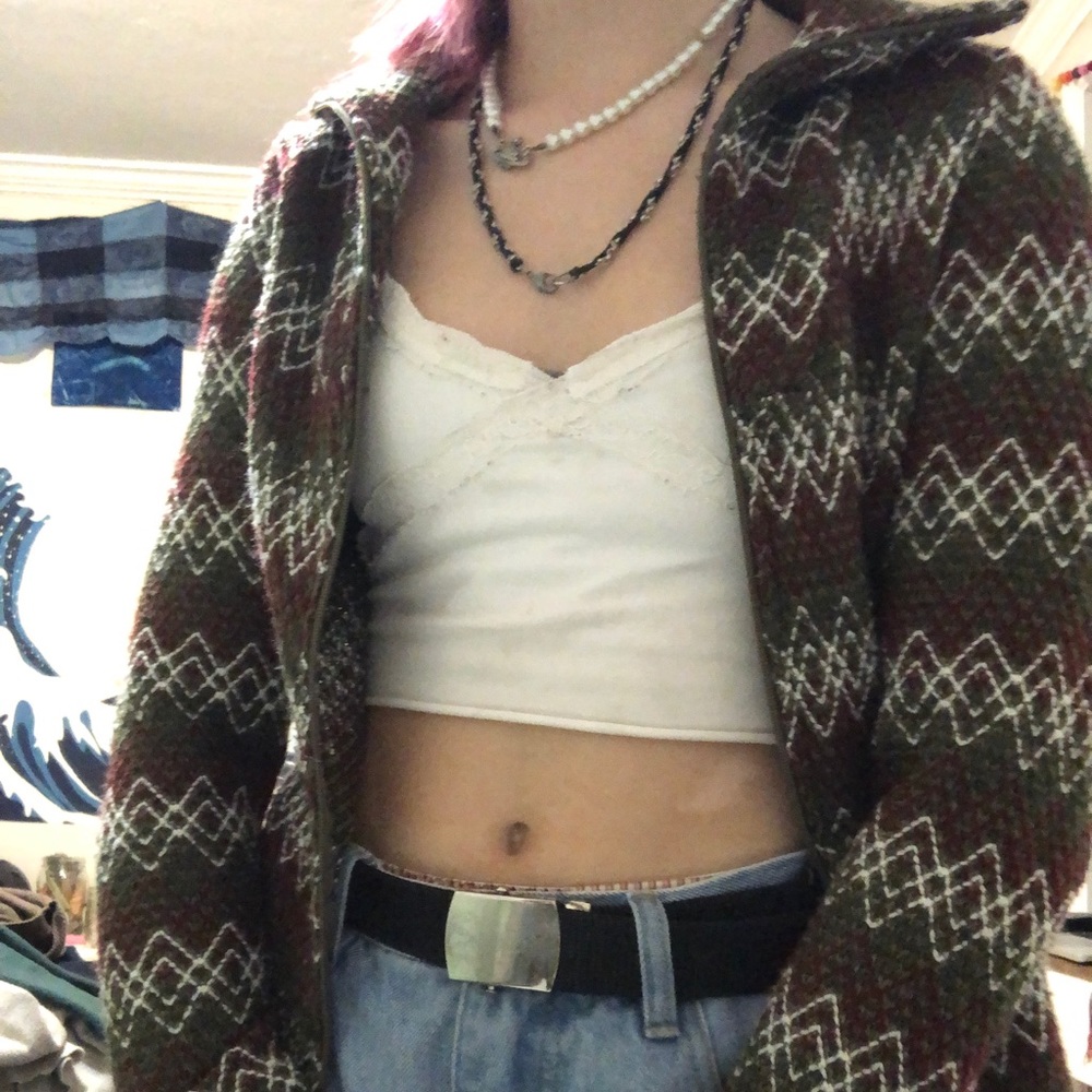 Green and red sweater